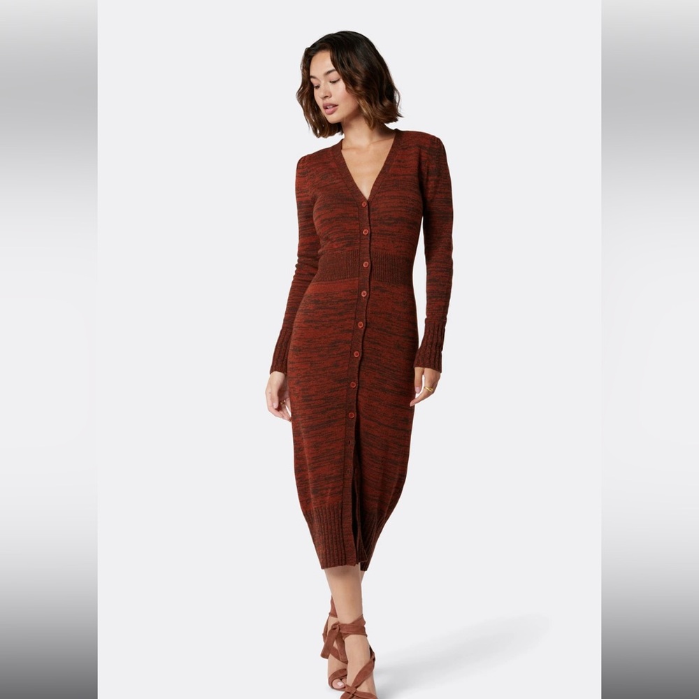 Joie Rust Brown Marled Knit Midi Dress